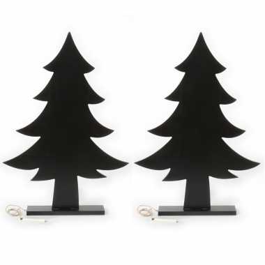 2x stuks kerst woondecoratie houten kerstboom krijtbord 51 cm