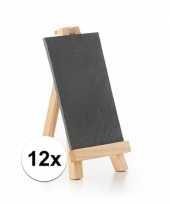 12x krijtborden op houten standaard 20 cm