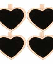 24x hart mini krijtbordje schrijfbordje op knijper 5 cm