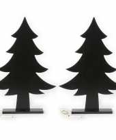 2x stuks kerst woondecoratie houten kerstboom krijtbord 51 cm