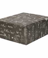 3x rollen kerst inpakpapier cadeaupapier zwart krijtbord tekst 2 5 x 0 7 meter
