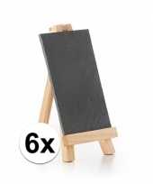 6x krijtborden op houten standaard 20 cm