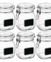 6x weckpotten inmaakpotten met krijtplaatje 750 ml