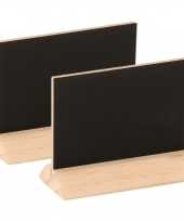 8x stuks houten mini krijtbordjes schrijfbordjes op voet 6 cm