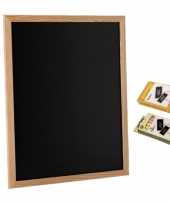 Schoolbord krijtbord 30 x 40 cm met 12x stuks gekleurde en 12 stuks witte krijtjes