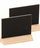 Set van 30x stuks houten mini krijtbordjes schrijfbordjes op voet 6 cm